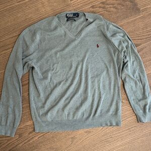 Polo by Ralph Lauren Men's V-Neck Sweater in Greenish Blue
